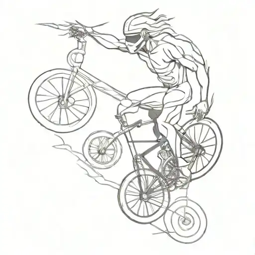 figure riding bike made from lightning tattoo design idea