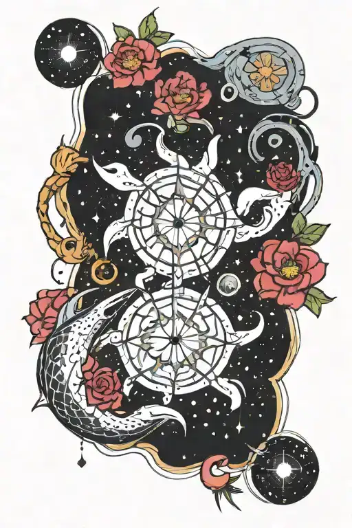 cancer and aquarius constellation tattoo design idea