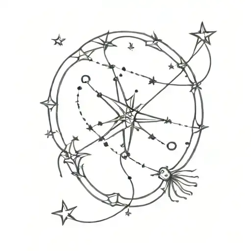 cancer and Aquarius constellation tattoo design idea