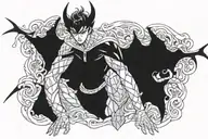 can you make Akira fudo from devilman crybaby pose like the fallen angel painting in his devil form tattoo design idea