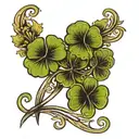 four leaf clover, leaves are in the shape of the initials km, lr, fc, ee tattoo design idea