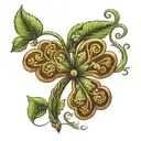 four leaf clover, leaves are in the shape of the initials km, lr, fc, ee tattoo design idea