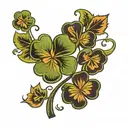 four leaf clover, leaves are in the shape of the initials km, lr, fc, ee tattoo design idea