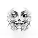 face covered witg too many hands tattoo design idea