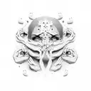 face covered witg too many hands tattoo design idea