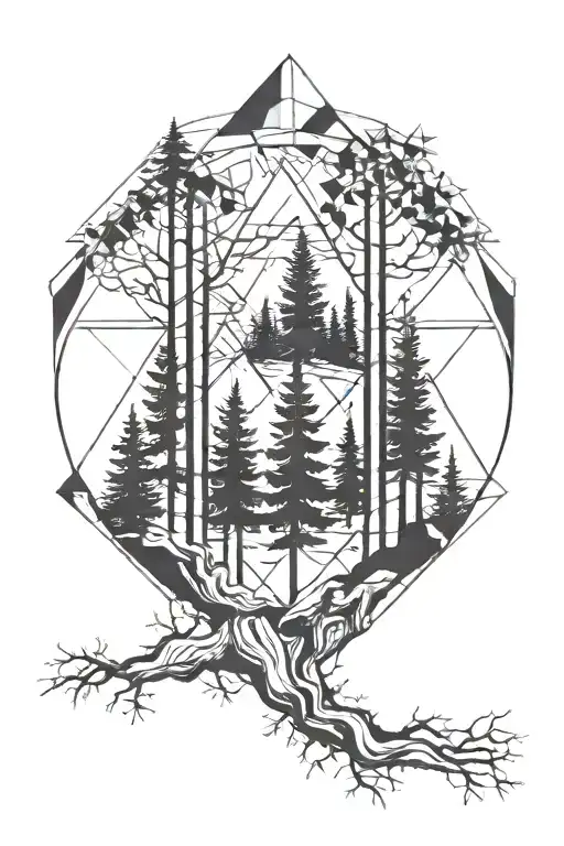 wilderness trees swaying tattoo design idea