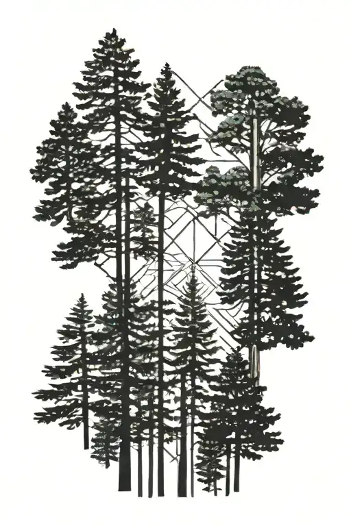 wilderness Sequoia trees tattoo design idea
