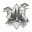 wilderness and trees pattern tattoo design idea