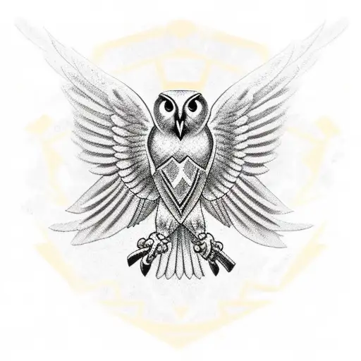 Army insignia integrated with an owl tattoo design idea