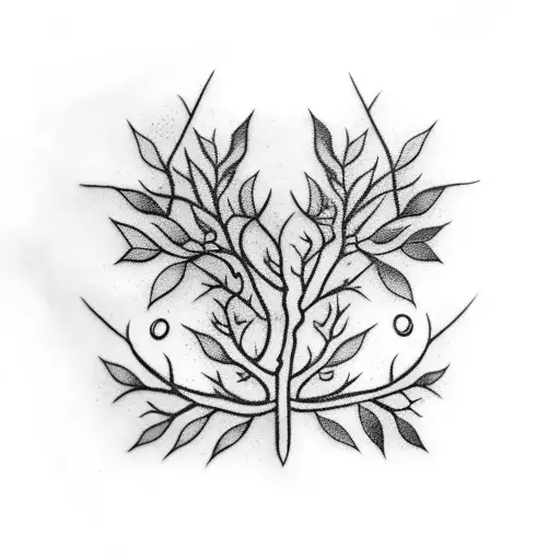 Two branches of linden and holly tattoo design idea