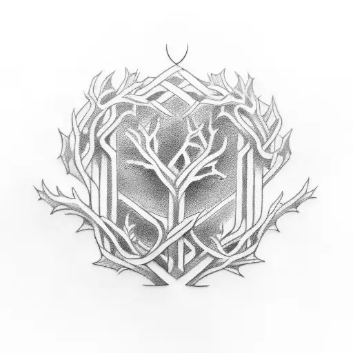 Two branches of keaves and holly tattoo design idea