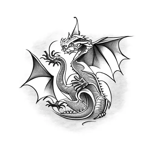 cute Dragon with pink tattoo design idea