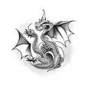 cute Dragon with pink tattoo design idea