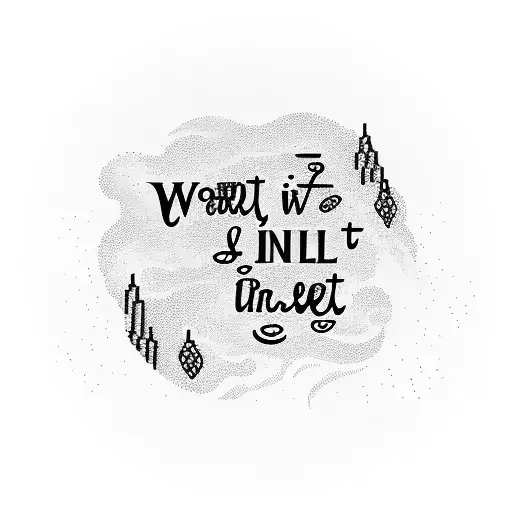 large wave almost taking over words be still in calligraphy tattoo design idea