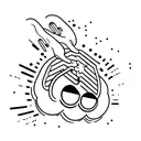 A humorous tattoo of a mischievous ghost DJ mixing music on turntables tattoo design idea