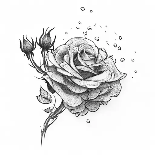mimosa and roses tattoo design idea