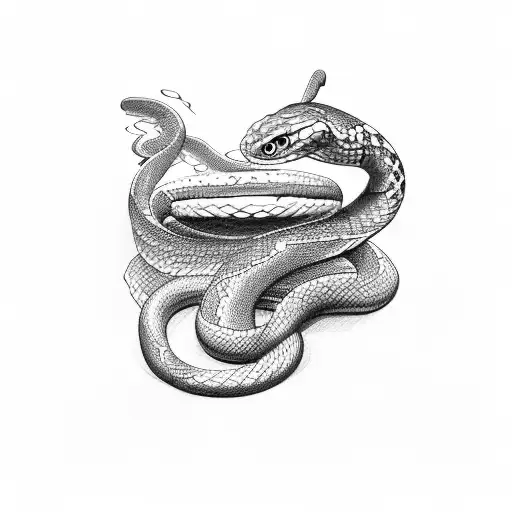 snake eating its own tail in circle tattoo design idea