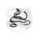 snake eating its own tail, tree background tattoo design idea
