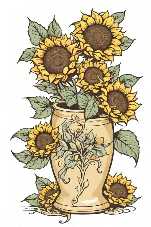 uterus vase filled with sunflowers growing tattoo design idea