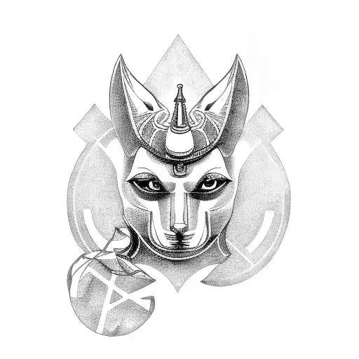 Anubis guiding souls through a labyrinth tattoo design idea