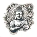 buddha with monkey  tattoo design idea