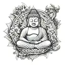 buddha with monkey  tattoo design idea