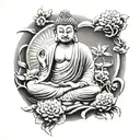 buddha with monkey  tattoo design idea