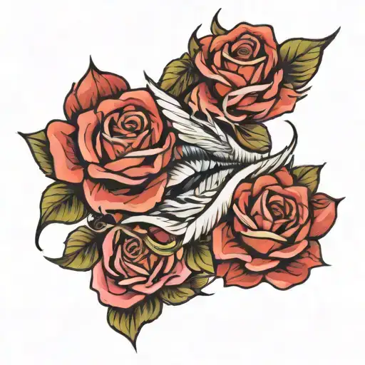 eyes cry and rose intertwined tattoo design idea