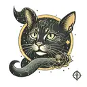 Capricorn constellation and cat   tattoo design idea