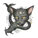 Capricorn constellation and cat   tattoo design idea