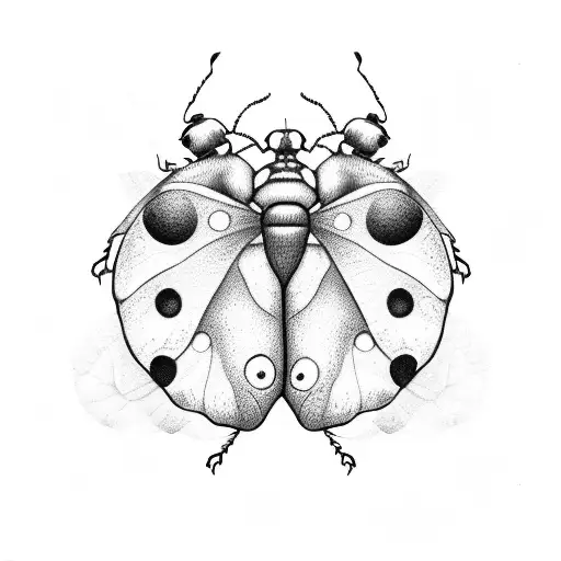 Ladybug with leaves tattoo design idea