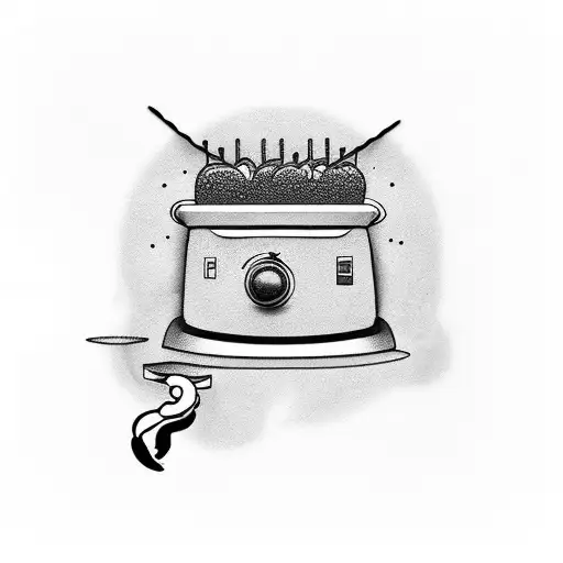 toaster wearing a shower cap tattoo design idea