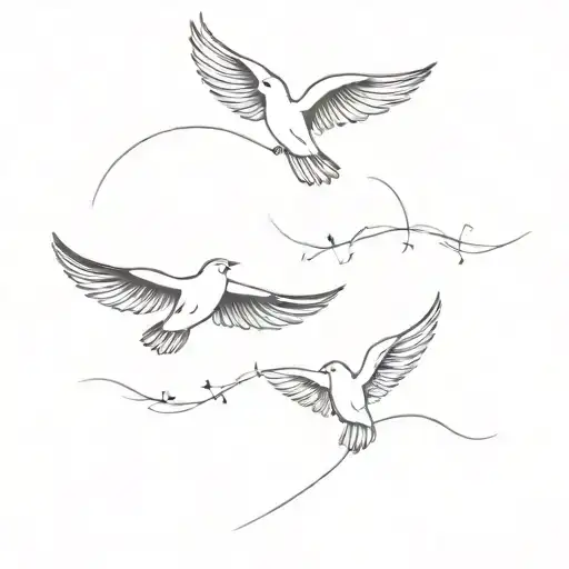 3 birds flying away tattoo design idea