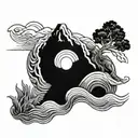 cesar and rubicon river flowing tattoo design idea