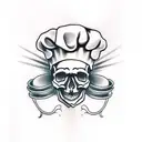 skull with chef cap  tattoo design idea
