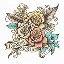 create tattoo of the words Danna and Andrea with childlike details in each name tattoo design idea
