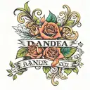 create tattoo of the words Danna and Andrea with childlike details in each name tattoo design idea