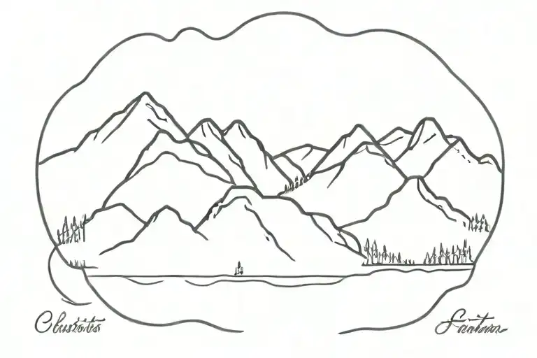 lake district mountain outline tattoo design idea