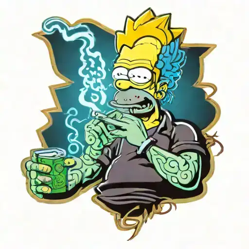 marijuana simpson smoking a joint tattoo design idea