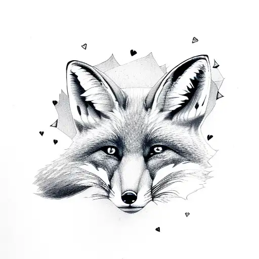 a fox and a broken heart  tattoo design idea