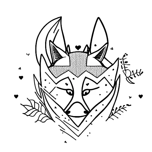 a fox and a broken heart  tattoo design idea