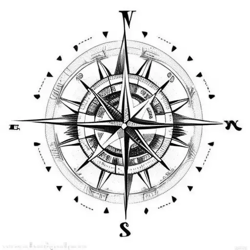 A tattoo of a compass rose surrounded by different language scripts, symbolizing a passion for culture and languages tattoo design idea
