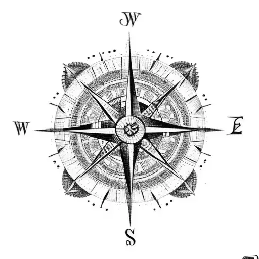 A tattoo of a compass rose surrounded by different language scripts, symbolizing a passion for culture and languages tattoo design idea