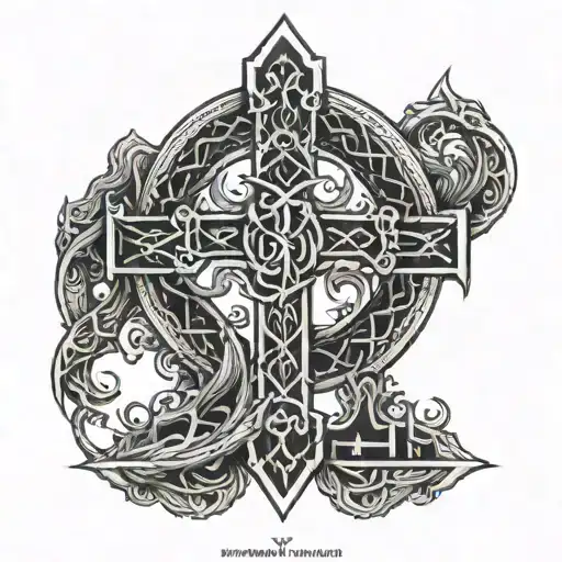 Leviathan's cross made off yormungandr tattoo design idea