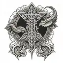 Leviathan's cross made off yormungandr tattoo design idea