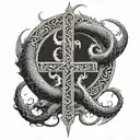 Leviathan's cross made off yormungandr tattoo design idea