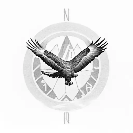 An eagle soaring over a dark Madrid skyline tattoo design idea