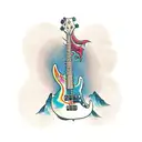 Zelda playing a bass guitar  tattoo design idea