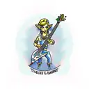 Zelda playing a bass guitar  tattoo design idea