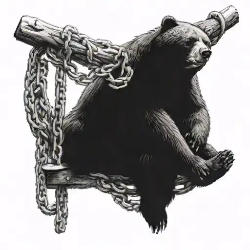  A bear laying in the position of the sloth deadly sin, chained down by an anchor on its leg. 7 deadly sin sloth tattoo design idea